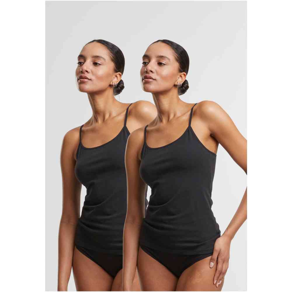 Urban Classics - Basic Cotton 2Pack Tanktop - Schwarz/Schwarz